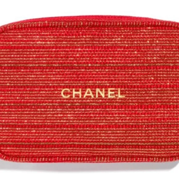 CHANEL NEW RED COSMETIC BAG with added unbranded CROSSBODY STRAP♥️FREE SHIPPING - Picture 2 of 9